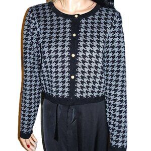 Taylor Black Gray Cardigan Sweater L